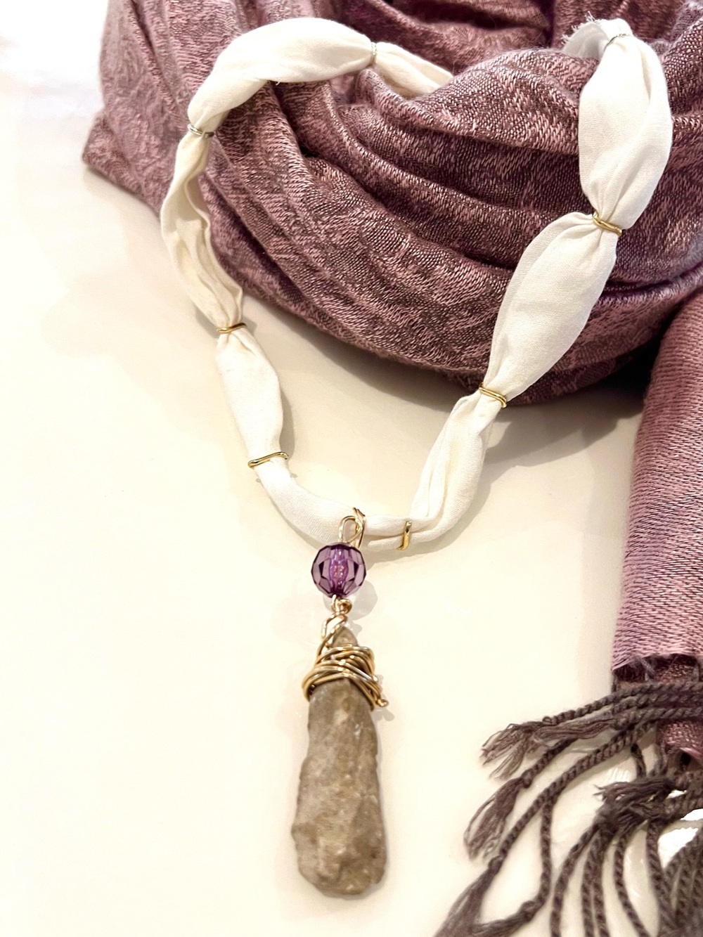Hand wrapped stone necklace